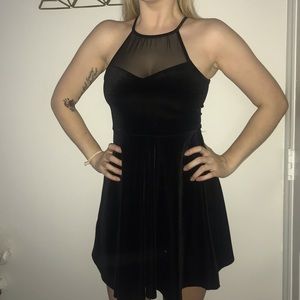 Velvet and Mesh Skater Dress